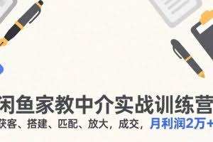 （17379期）闲鱼家教中介实战训练营，获客、搭建、匹配、放大，成交，月利润2万+